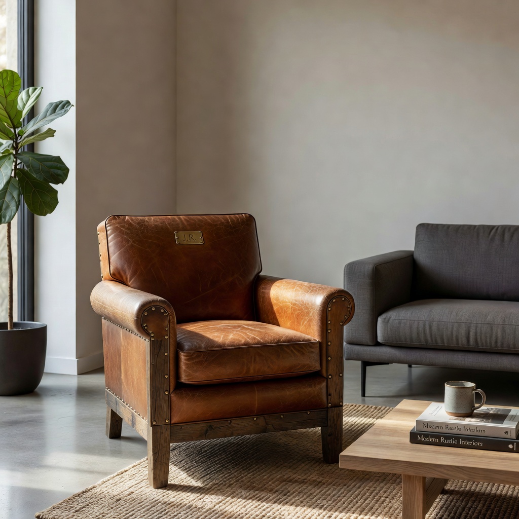 Sillón Cuero Rústico